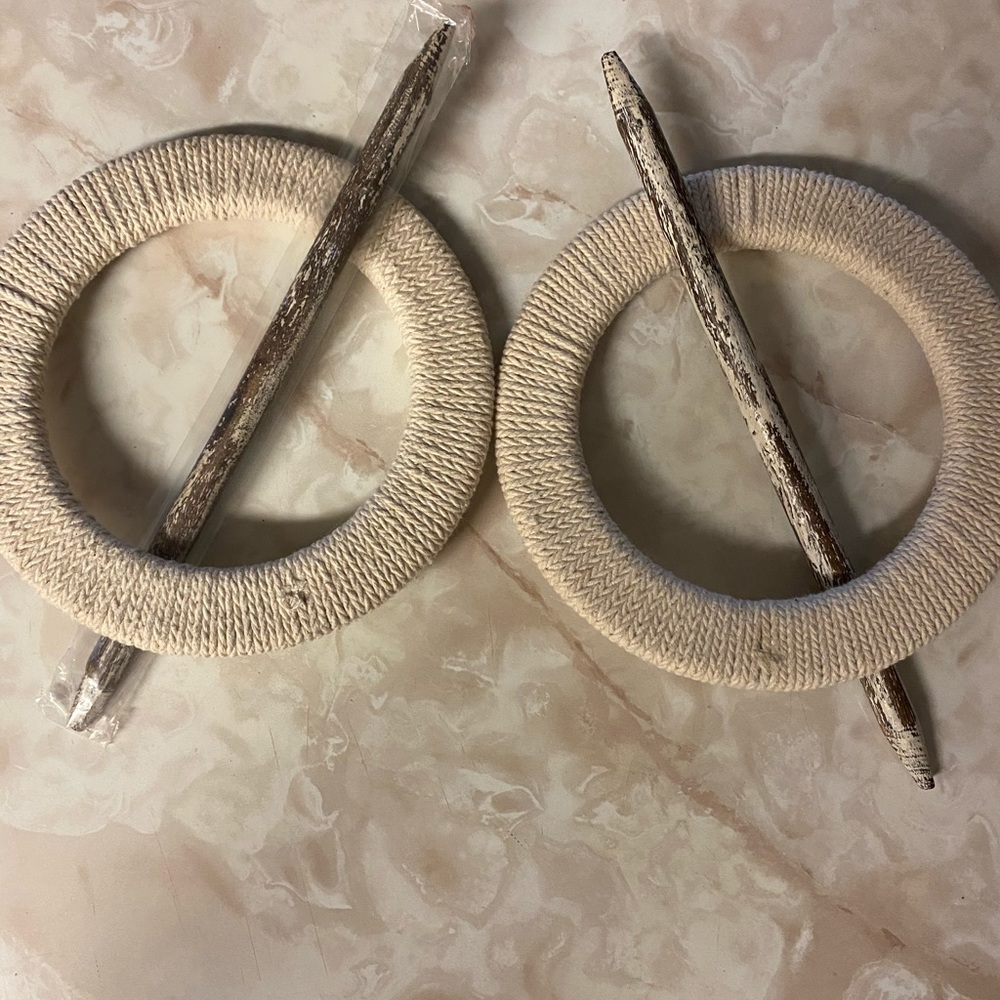 Brand New Rustic Oatmeal Drape Holders